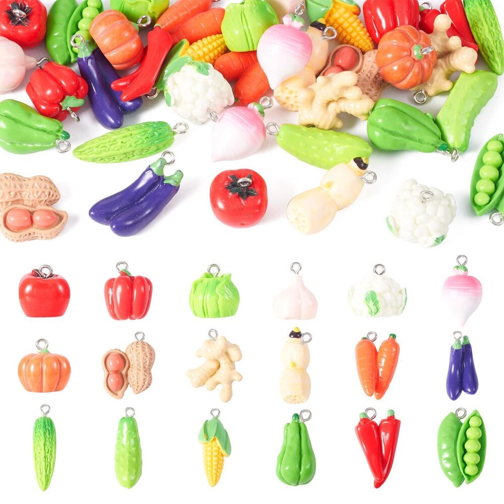 3664 Beadthoven 36Pcs 18 Styles Assorted Resin Vegetable Charms Cute 3D